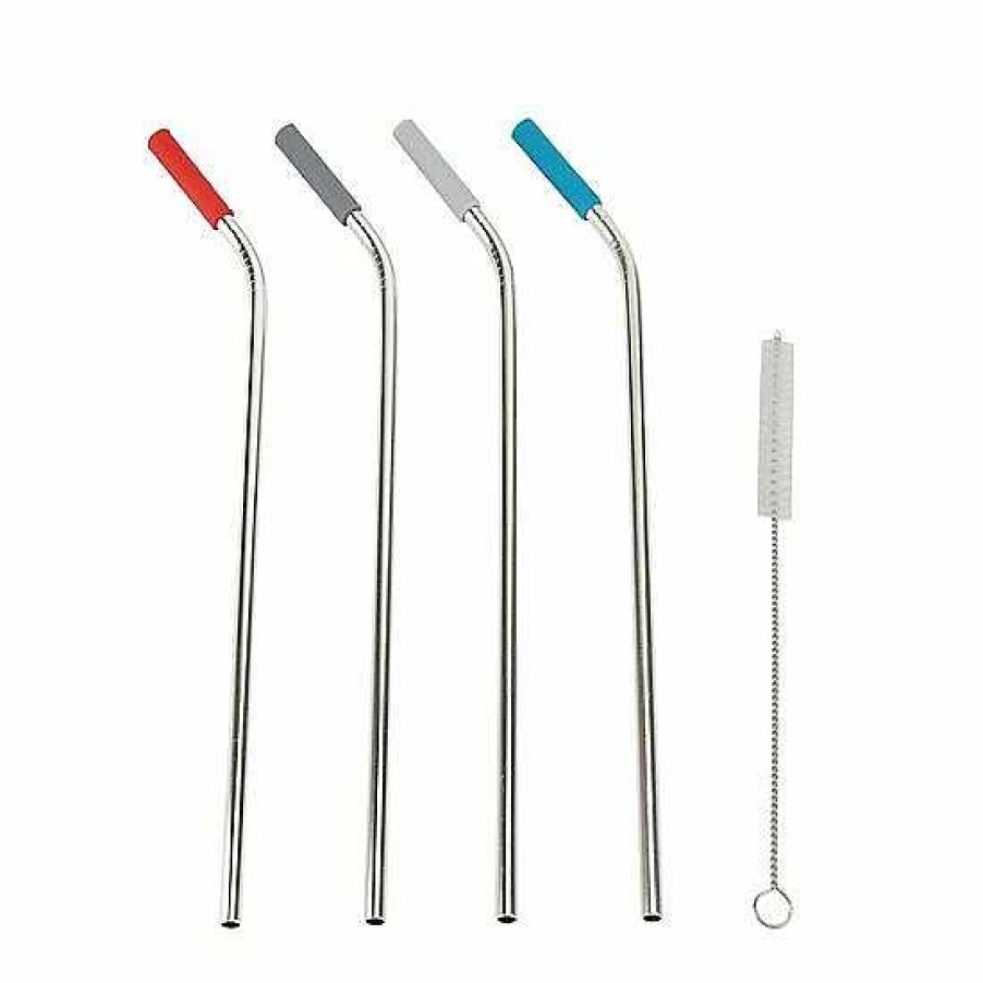 Wholesale Food Network™ Food Network 5-Pc. Stainless Steel Reusable Straw & Cleaning Brush Set