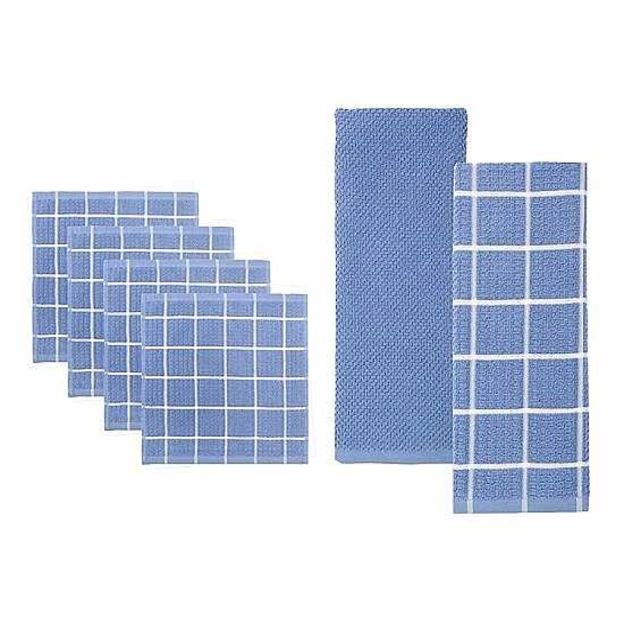 Wholesale Food Network™ Food Network® Windowpane Grid Dishcloth & Kitchen Towel 6-Pk.